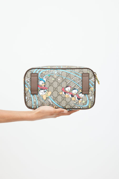Gucci X Disney Brown & Multi Donald Monogram Belt Bag
