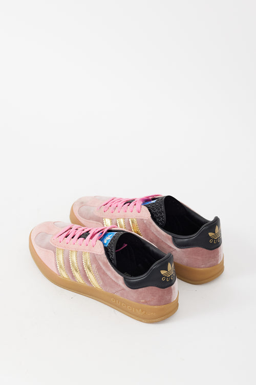 Gucci X Adidas Pink & Multicolour Velvet & Suede Gazelle Sneaker