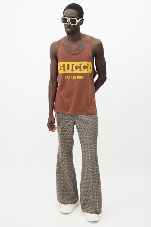 Gucci X Dapper Dan Brown & Yellow Rhinestone Tank