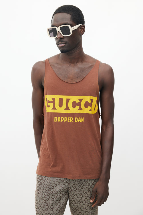 Gucci X Dapper Dan Brown & Yellow Rhinestone Tank