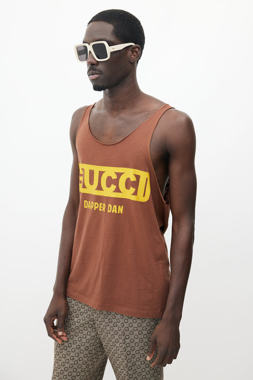 Gucci X Dapper Dan Brown & Yellow Rhinestone Tank