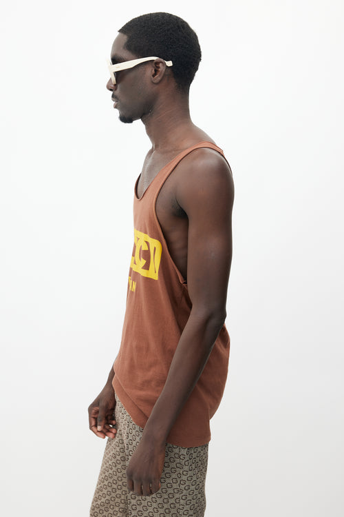 Gucci X Dapper Dan Brown & Yellow Rhinestone Tank