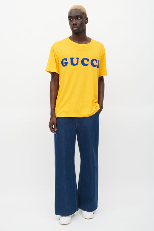 Gucci Yellow & Multicolour Printed Logo T-Shirt