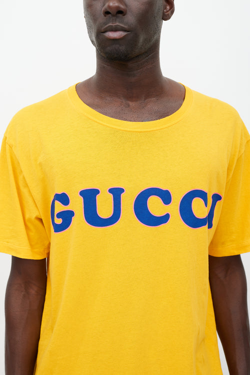 Gucci Yellow & Multicolour Printed Logo T-Shirt