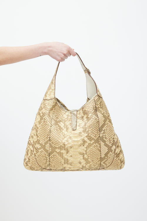 Gucci Brown & Gold Leather Jackie O Bouvier Large Bag