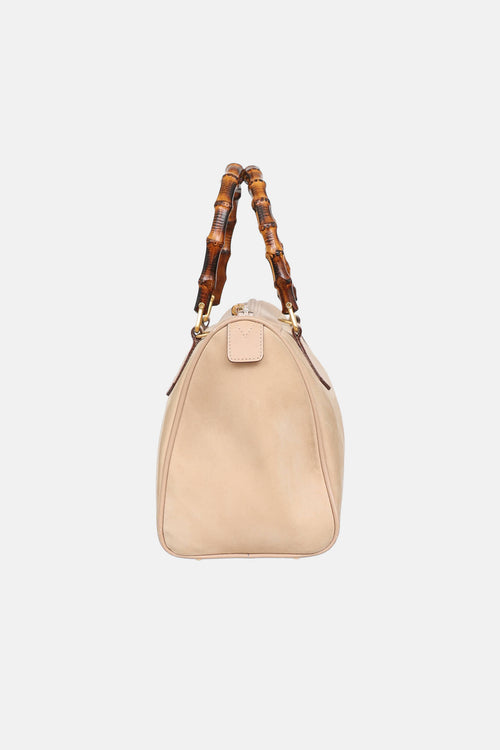 Suede Bamboo Boston Bag