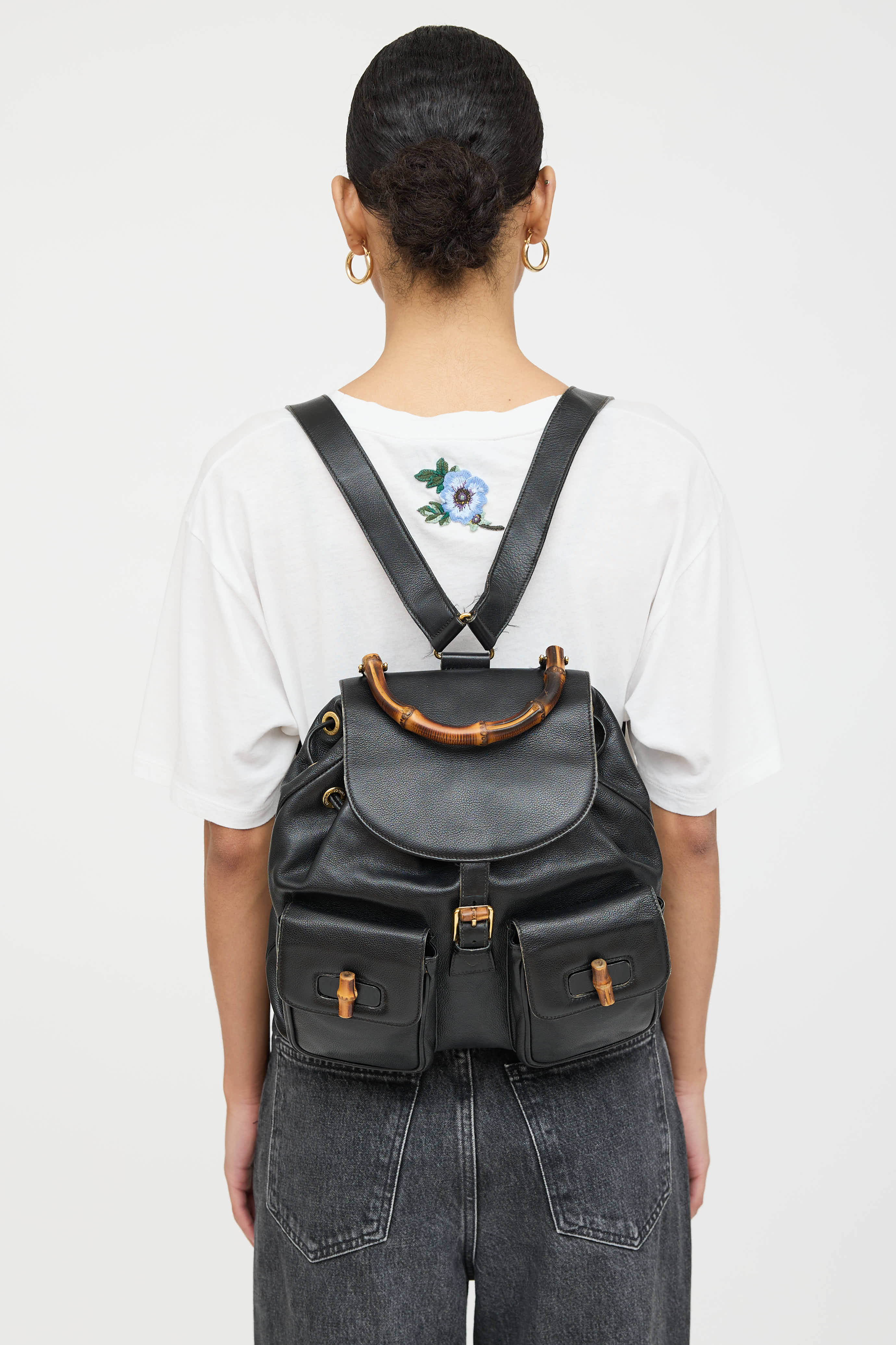 Gucci Leather Bamboo Backpack