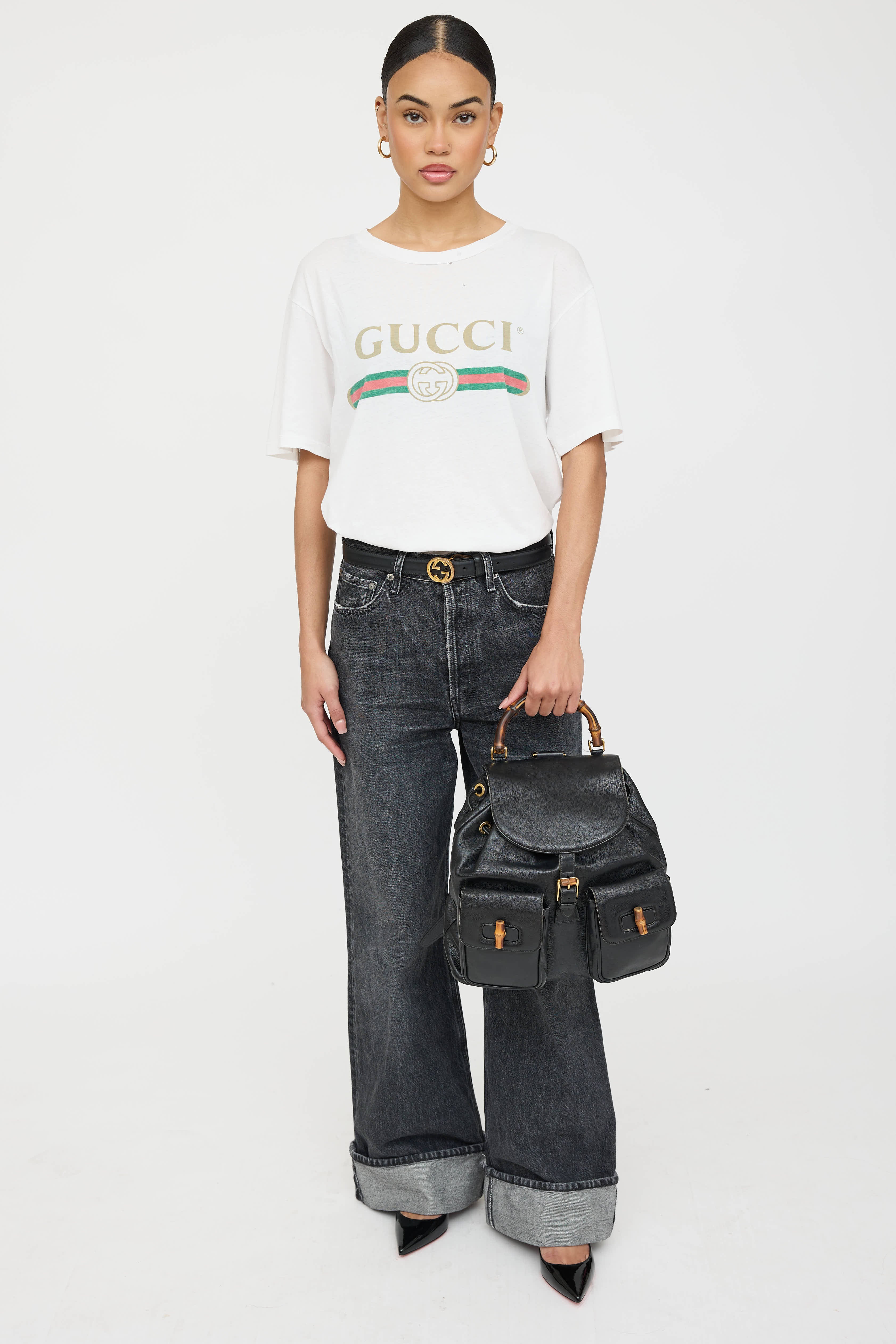 Gucci Leather Bamboo Backpack
