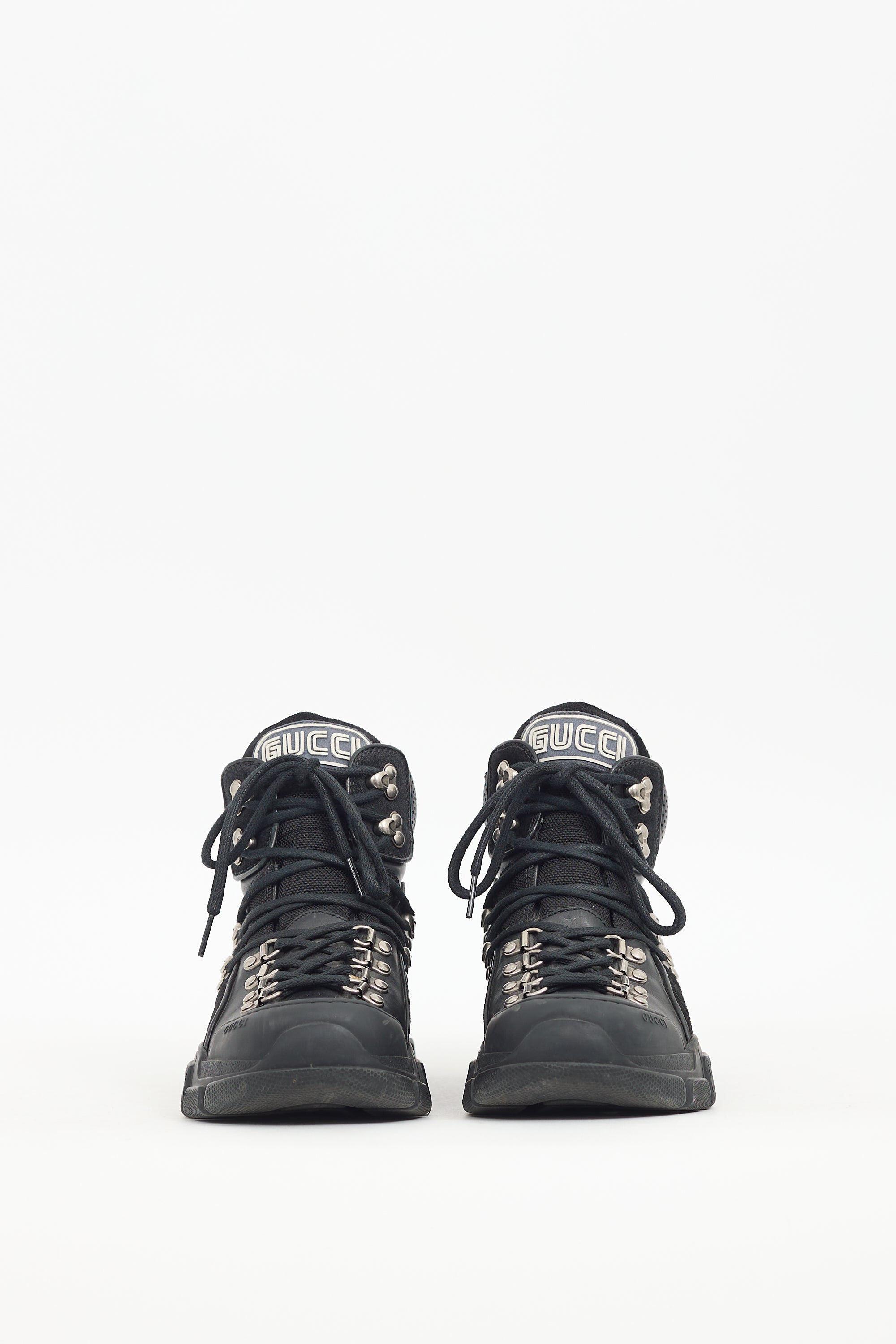 Gucci Black Leather Flashtrek Boot