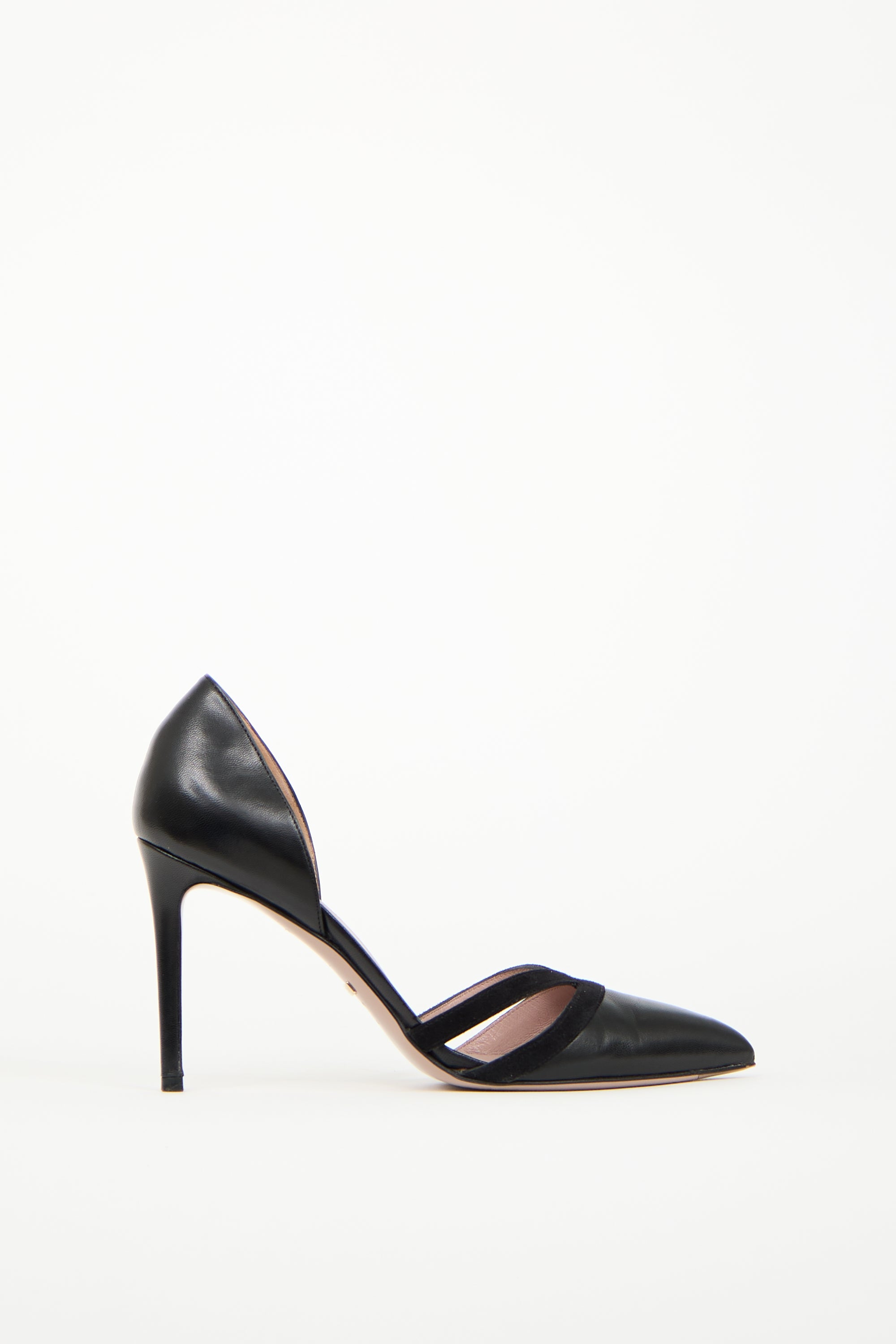 Gucci Black Suede & Leather Pointed Toe Heel