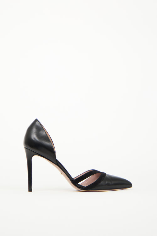 Gucci Black Suede & Leather Pointed Toe Heel