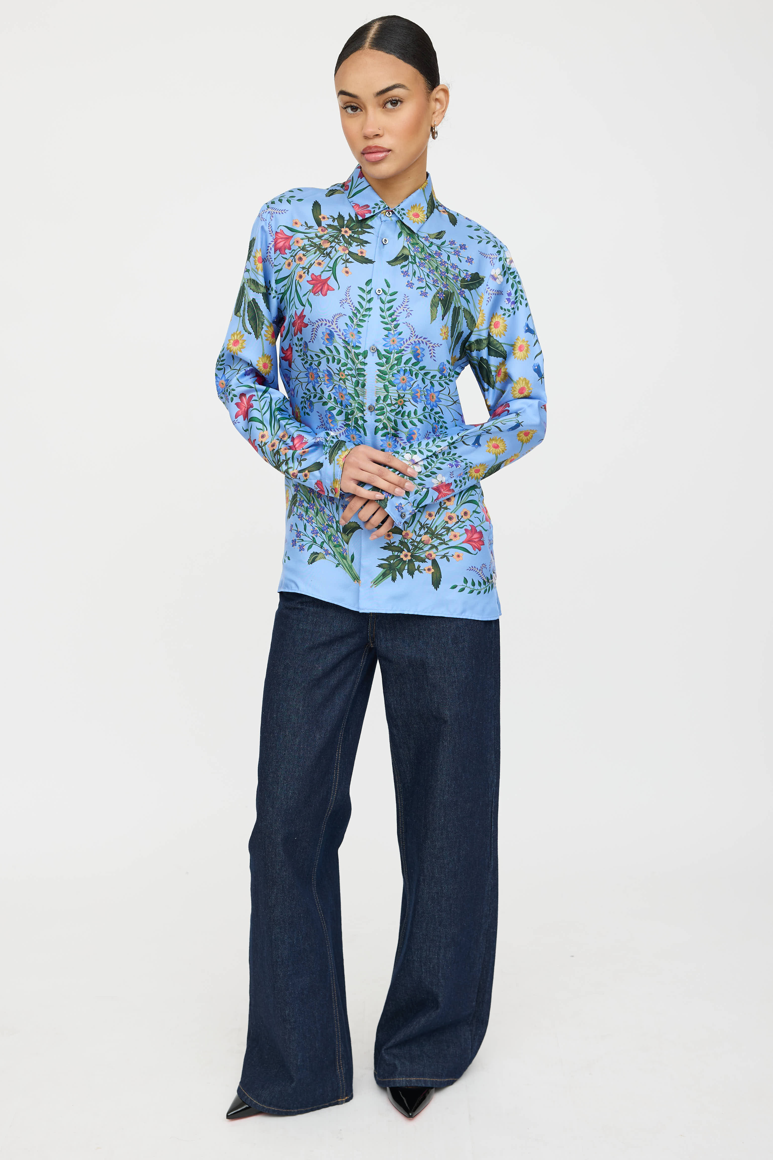 Gucci Silk Floral Button Up Shirt