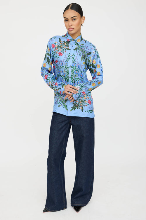 Gucci Silk Floral Button Up Shirt