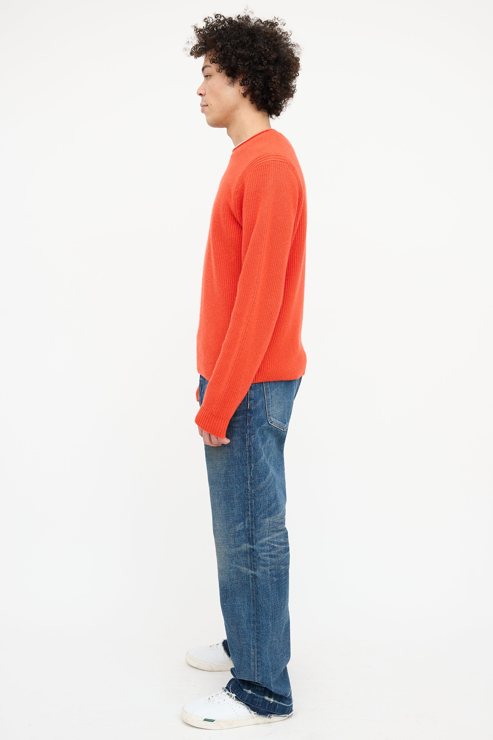 Guest In Residence Orange Ribbed Knit Sweater