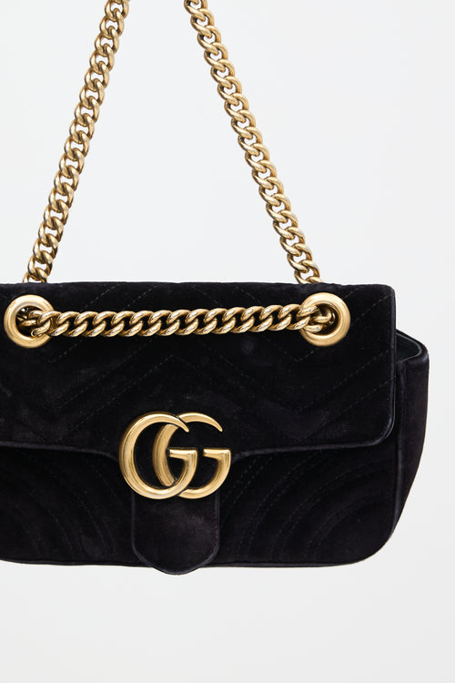 Gucci Velvet Small Marmont GG Bag