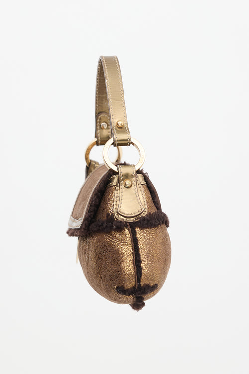 Fendi Metallic Shearling Mini Chef Bag