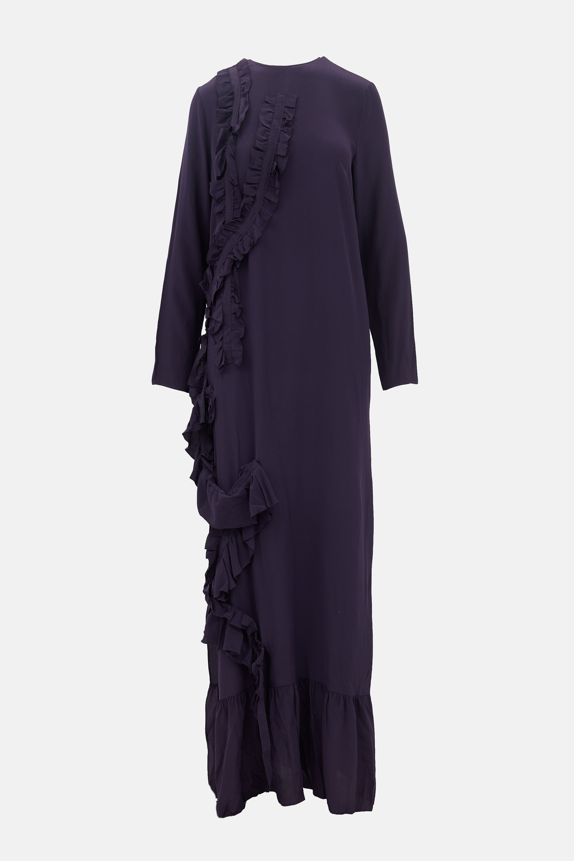 Rochas Silk Ruffled Appliqué Dress