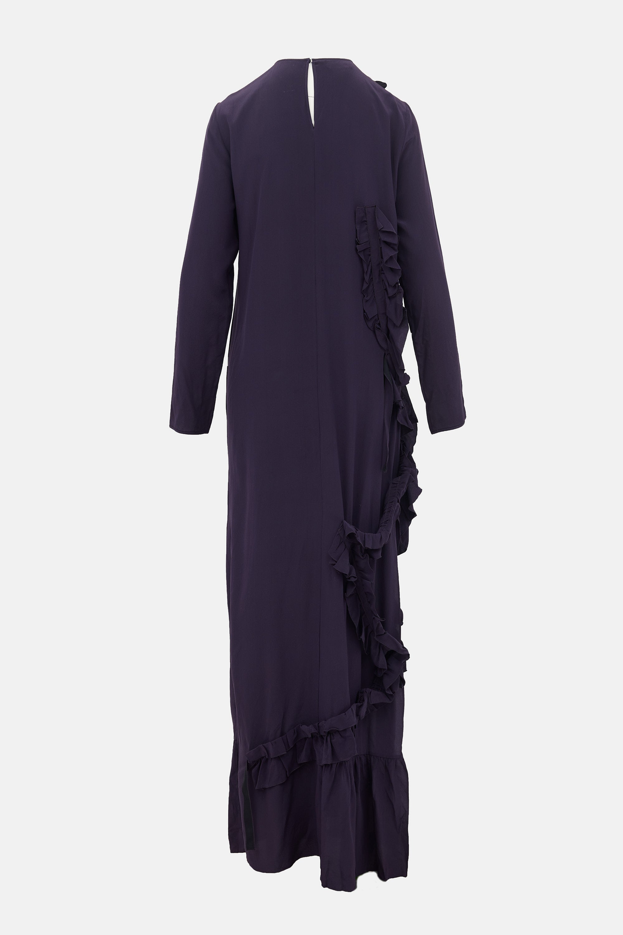 Rochas Silk Ruffled Appliqué Dress
