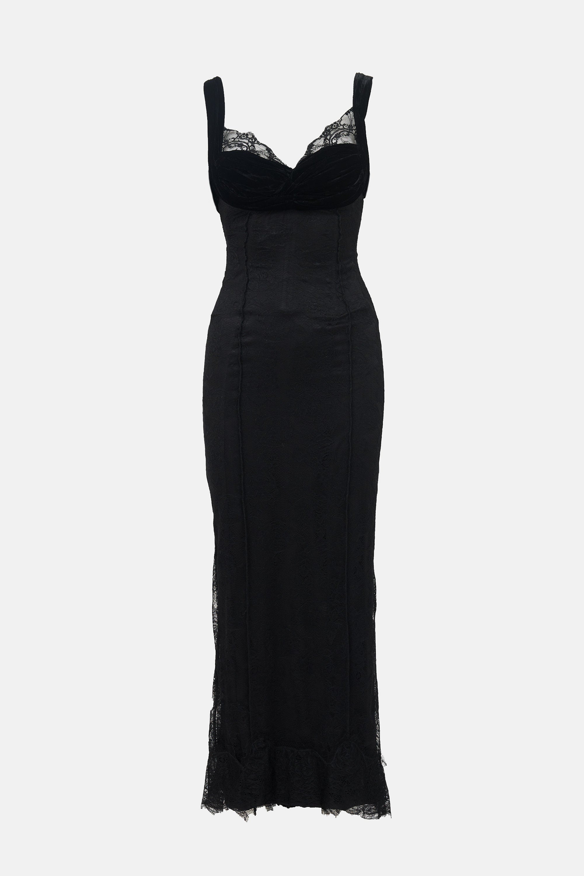 Dolce & Gabbana Lace & Velvet Maxi Dress