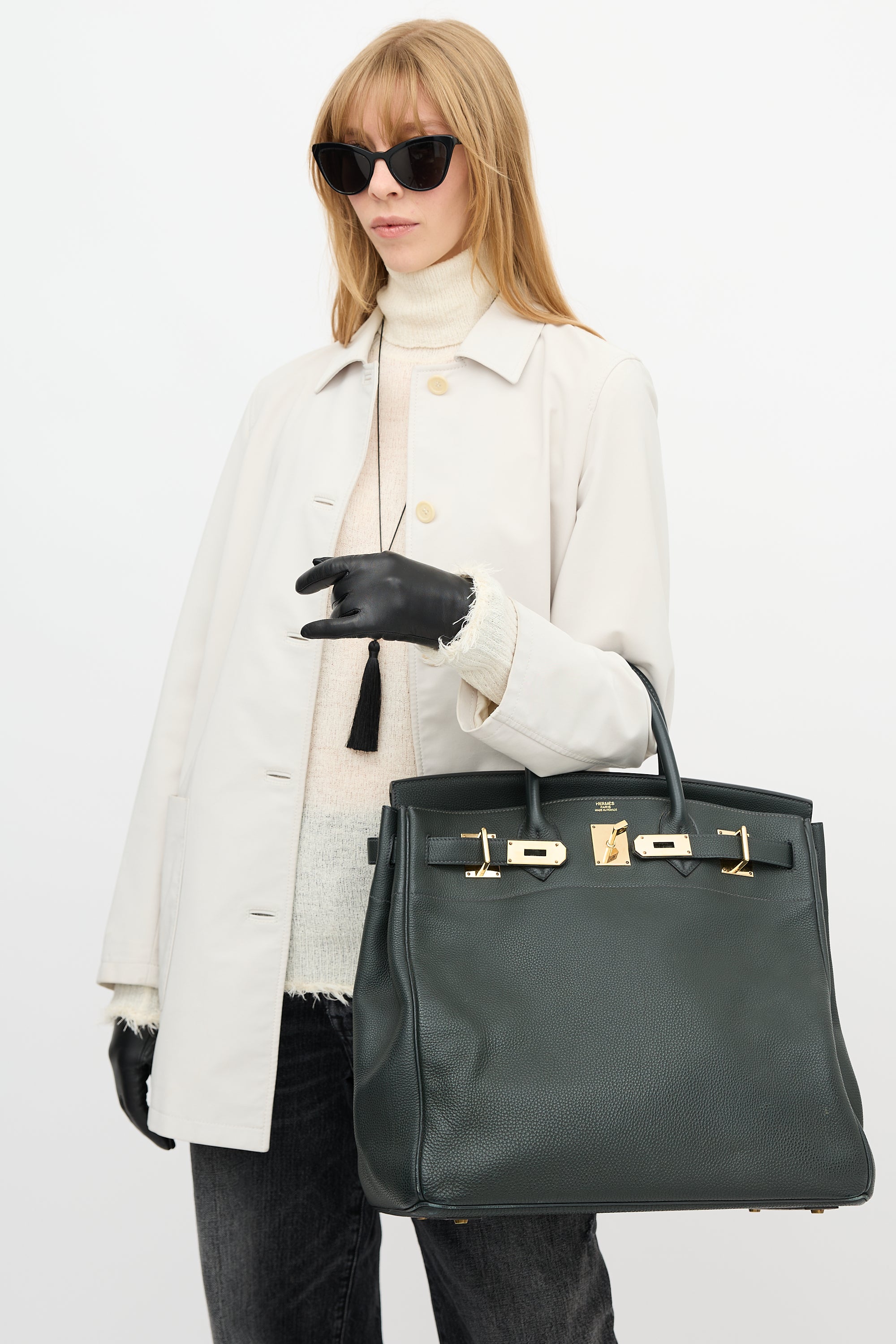 Hermès 2014 Vert De Gris Togo Birkin 40 HAC Bag