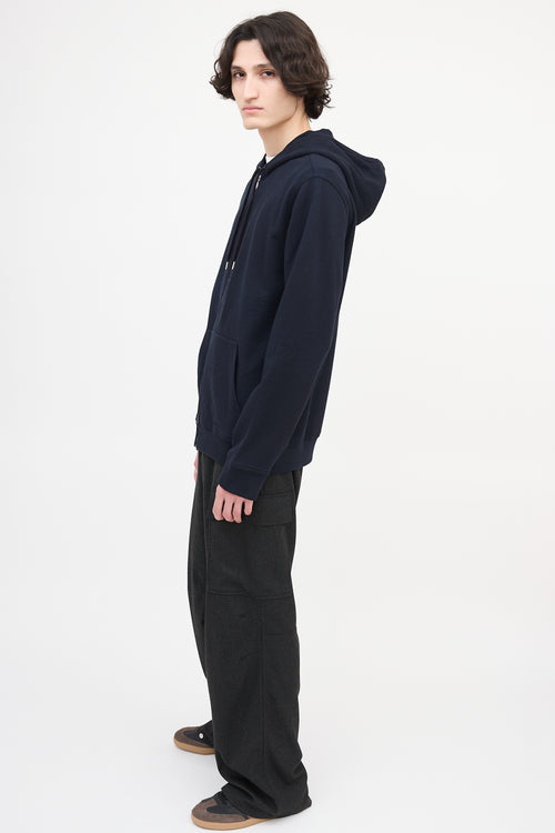 Hermès Zip Up Leather Embroidered Hoodie