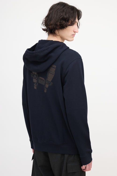 Hermès Zip Up Leather Embroidered Hoodie