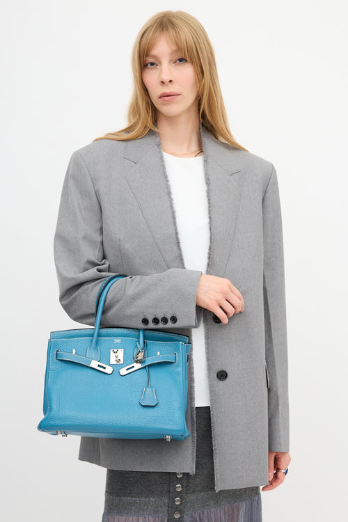 Hermès 2007 Bleu Jean Clemence Birkin 30 Bag