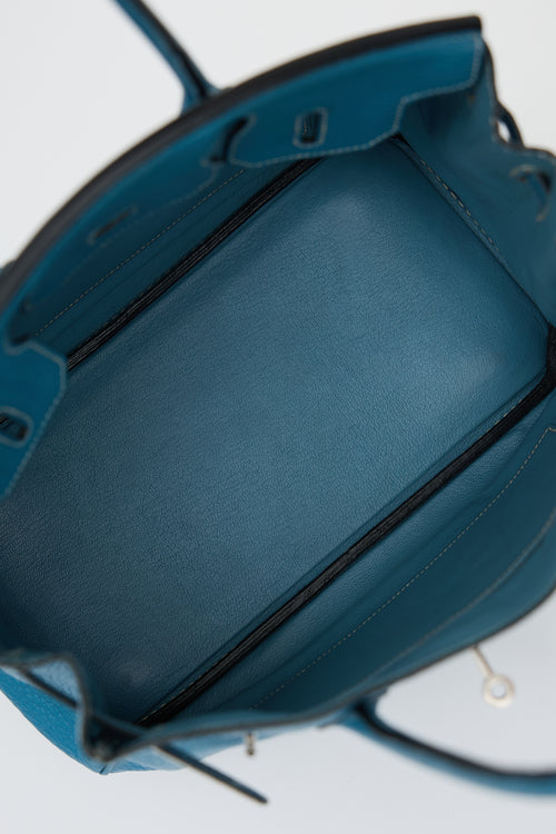 Hermès 2007 Bleu Jean Clemence Birkin 30 Bag