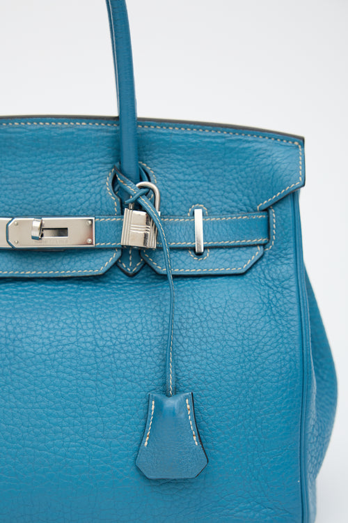 Hermès 2007 Bleu Jean Clemence Birkin 30 Bag