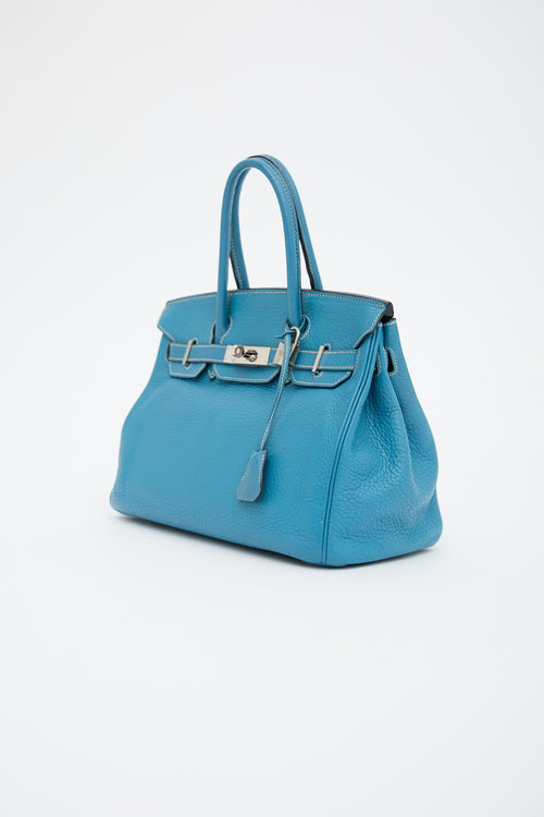 Hermès 2007 Bleu Jean Clemence Birkin 30 Bag