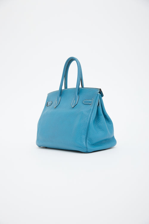 Hermès 2007 Bleu Jean Clemence Birkin 30 Bag