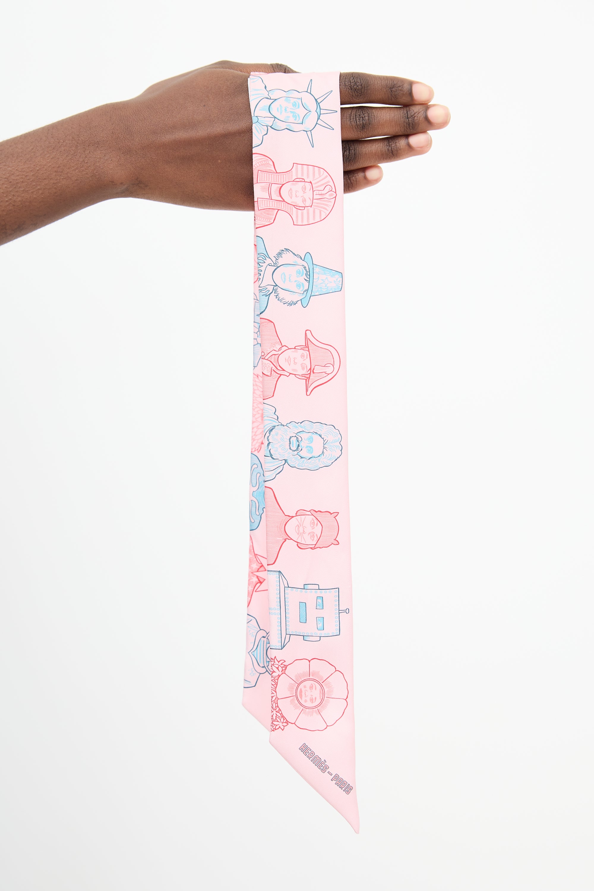 Hermès Pink & Light Blue Silk Dress Code Twilly