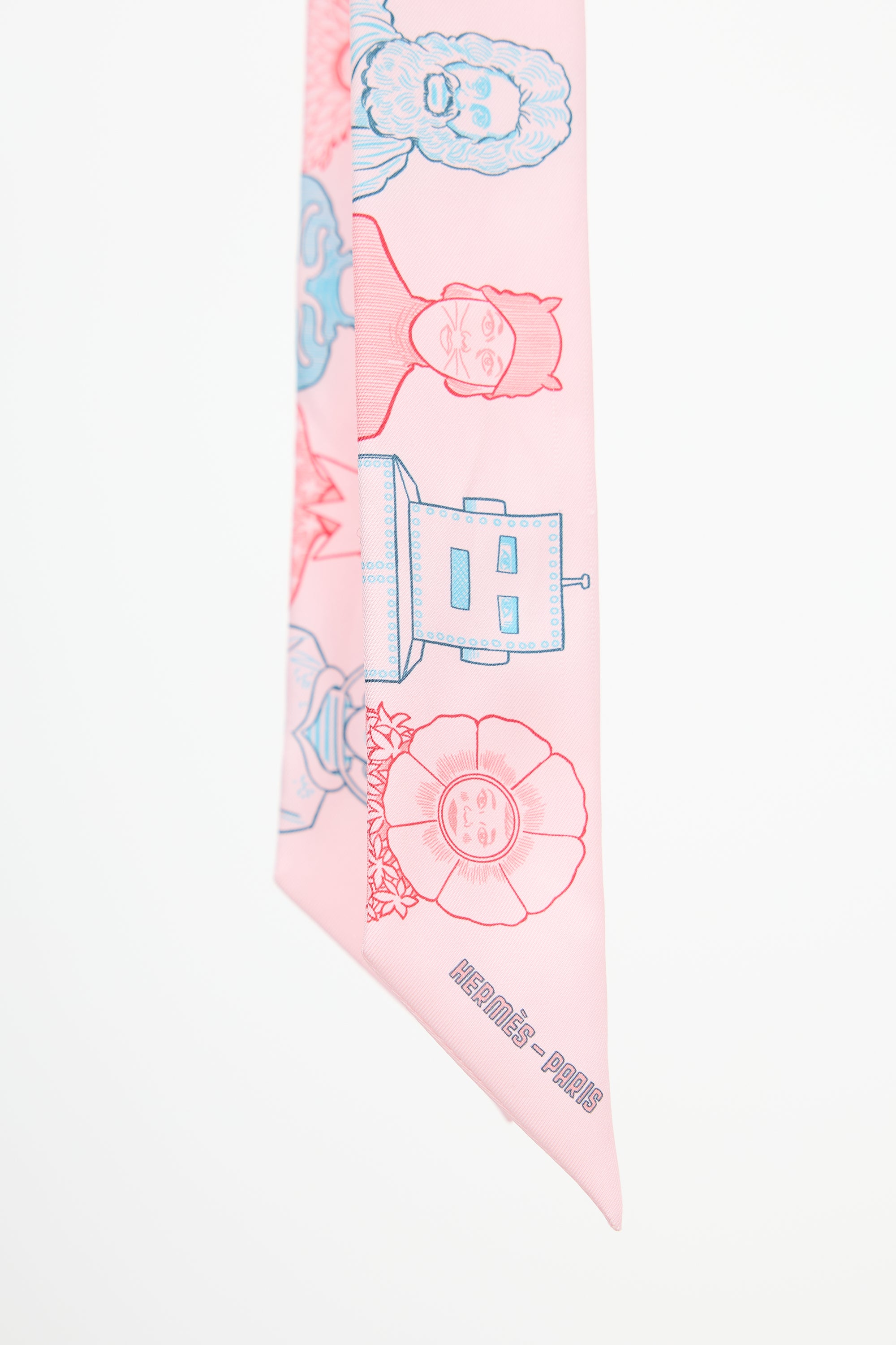 Hermès Pink & Light Blue Silk Dress Code Twilly