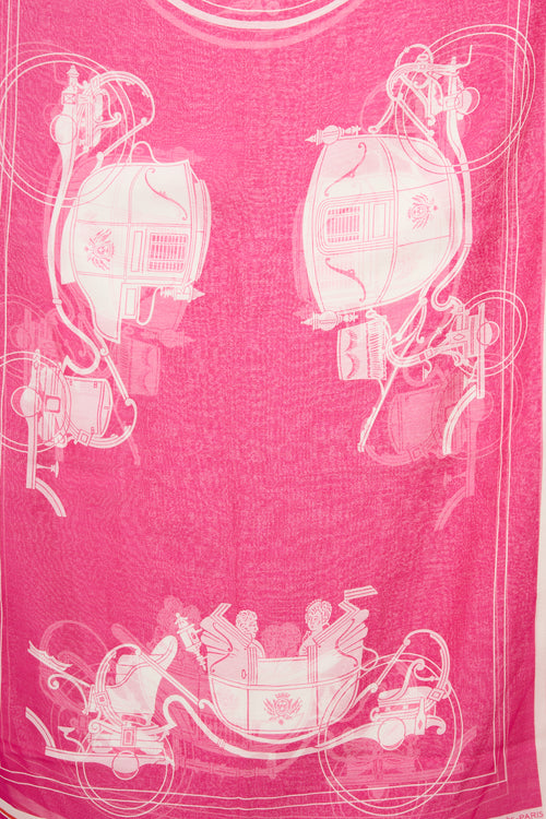 Hermès Pink & Orange Cotton Ex Libris Scarf