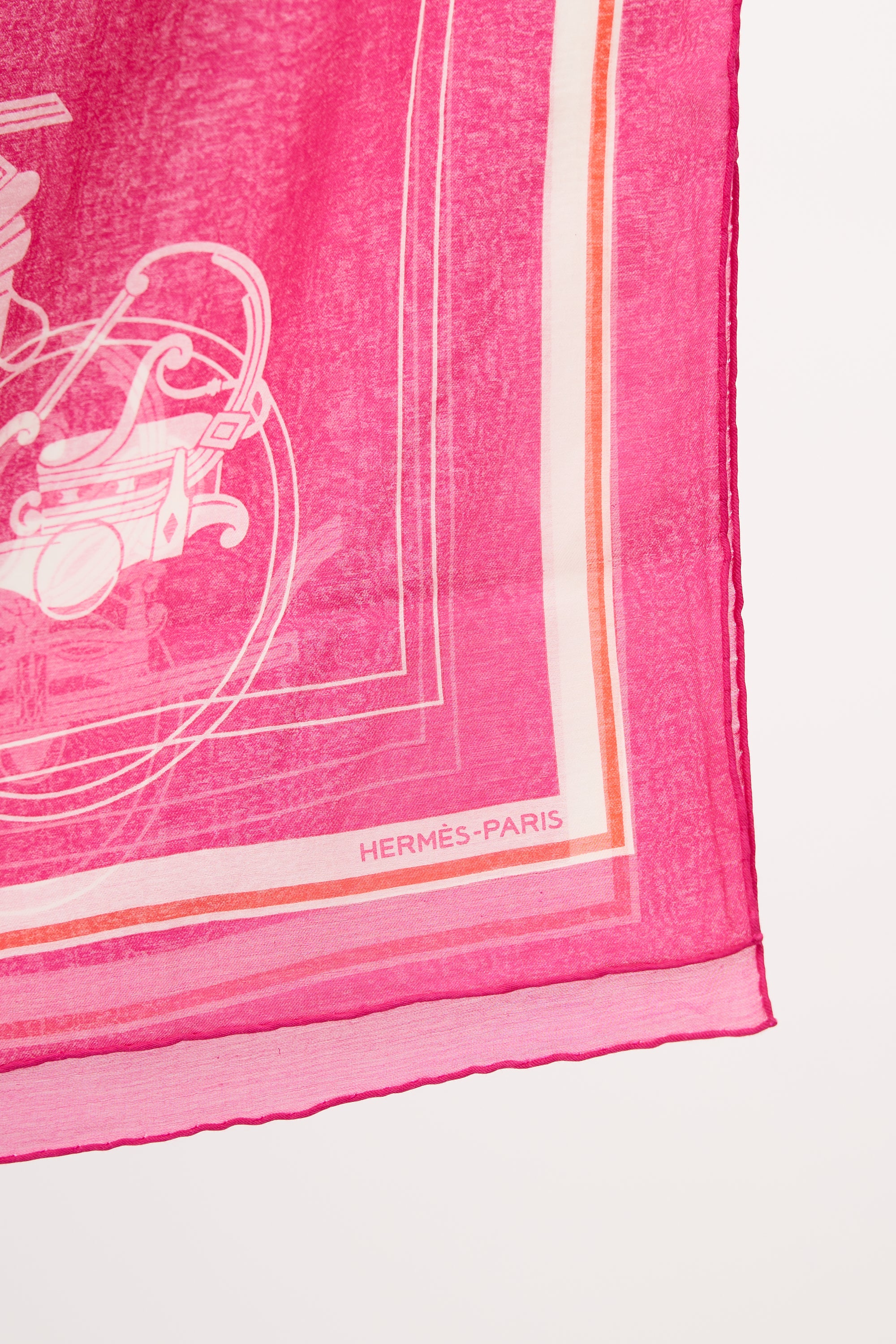 Hermès Pink & Orange Cotton Ex Libris Scarf