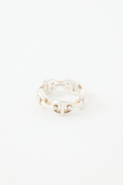 Hermès Sterling Silver Chaine D'Ancre Enchainee Ring