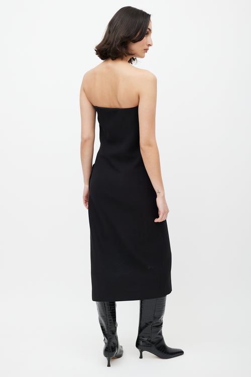 Haider Ackermann Black Strapless Silk Dress