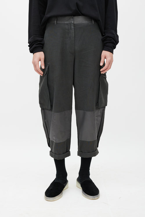 Haider Ackermann Grey Cotton & Silk Cargo Jogger