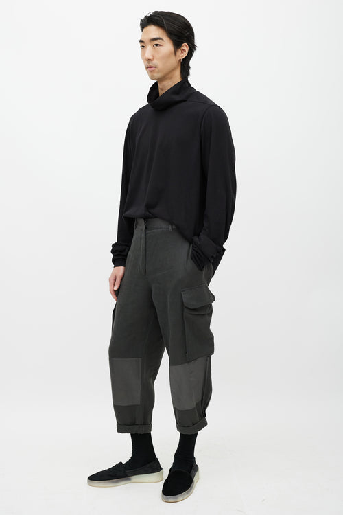 Haider Ackermann Grey Cotton & Silk Cargo Jogger