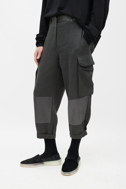 Haider Ackermann Grey Cotton & Silk Cargo Jogger