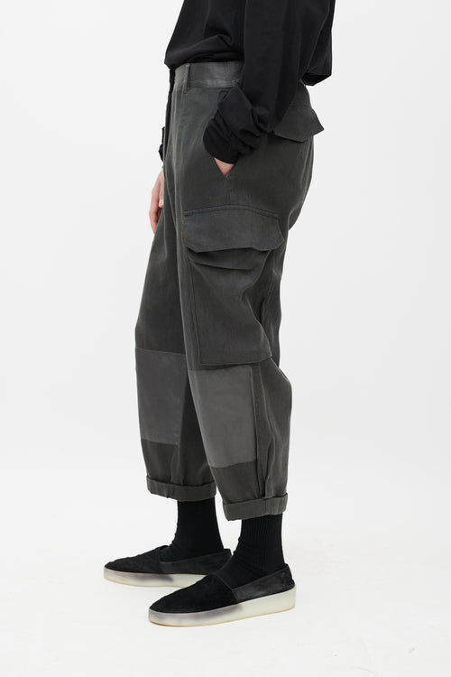 Haider Ackermann Grey Cotton & Silk Cargo Jogger