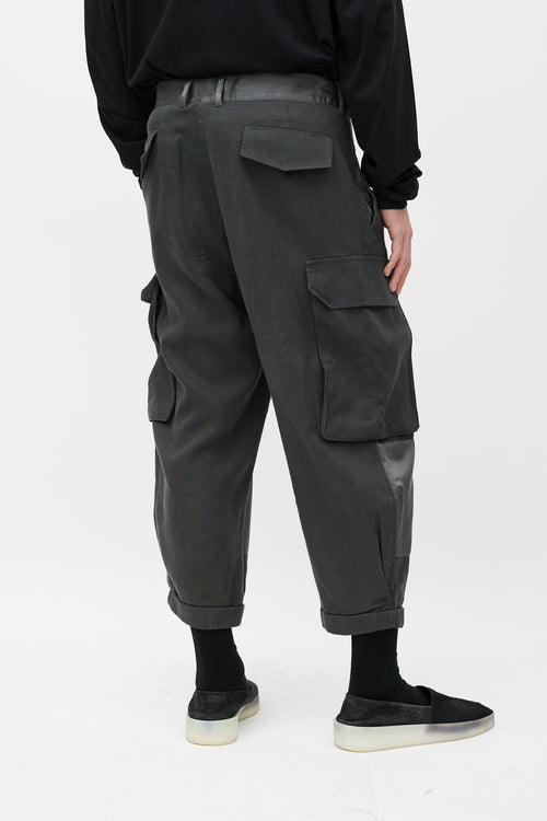 Haider Ackermann Grey Cotton & Silk Cargo Jogger