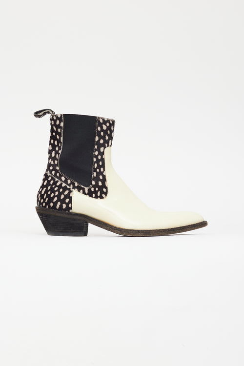 Haider Ackermann Cream & Black Patent Chelsea Boot