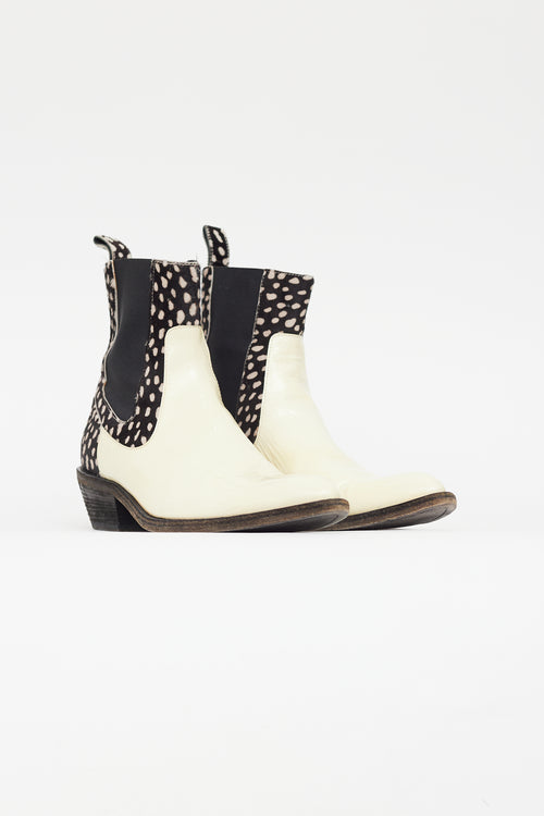 Haider Ackermann Cream & Black Patent Chelsea Boot