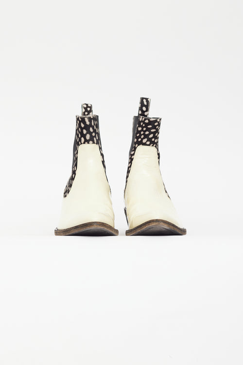 Haider Ackermann Cream & Black Patent Chelsea Boot