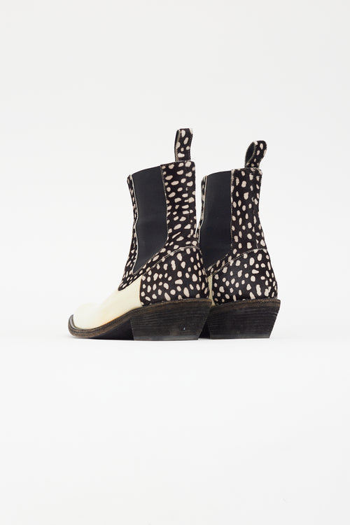 Haider Ackermann Cream & Black Patent Chelsea Boot