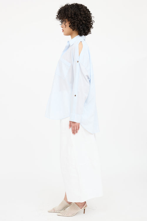Helmut Lang Cold Shoulder Button Up Top