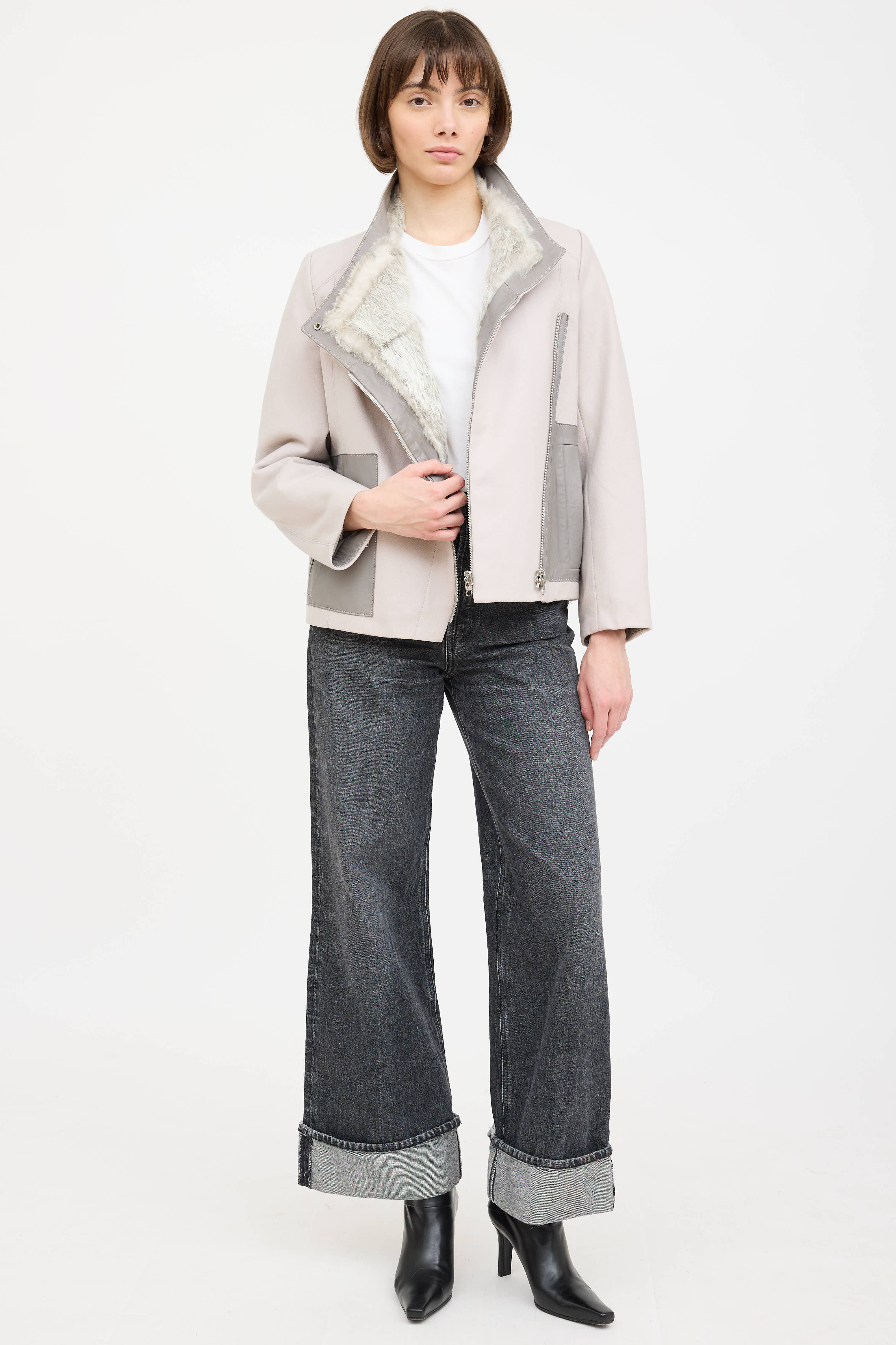 Helmut Lang Wool Fur Lined Reversible Jacket
