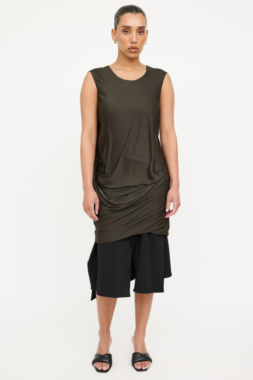 Helmut Lang Satin Ruched Layered Dress