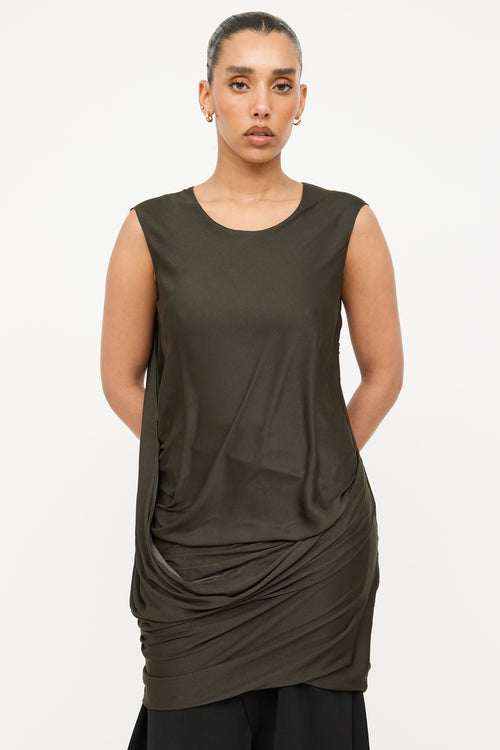 Helmut Lang Satin Ruched Layered Dress